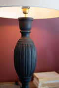Black Turned Mango Wood Table Lamp with Fabric Shade | Island Decor | Lighting