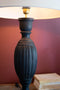 Black Turned Mango Wood Table Lamp with Fabric Shade | Island Decor | Lighting