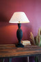 Black Turned Mango Wood Table Lamp with Fabric Shade | Island Decor | Lighting