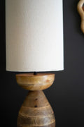 Mango Wood Table Lamp with Fabric Cylinder Shade | Island Decor | Lighting