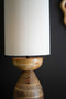Mango Wood Table Lamp with Fabric Cylinder Shade | Island Decor | Lighting