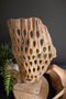 Perforated Carved Teak Wood Sculpture on a Base | Island Decor | Home Accessories