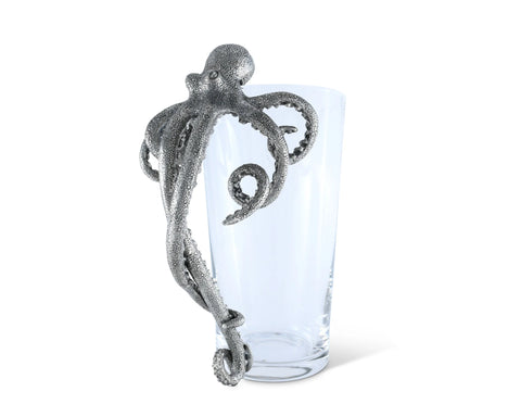 Pewter Octopus Handle Glass Pitcher | Coastal Decor | Pitchers