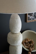 Quad Paper Mache Table Lamp with Tapered Fabric Shade | Island Decor | Lighting