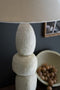Quad Paper Mache Table Lamp with Tapered Fabric Shade | Island Decor | Lighting