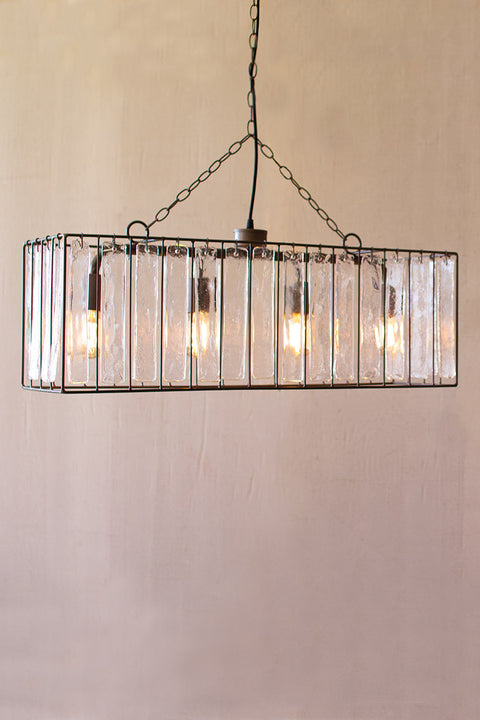 Rectangle Pendant Light with Glass Chimes | Nautical Decor | Lighting