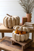 Set of 2 Carved Wood Pumpkins with Removeable Lids | Seasonal | Halloween