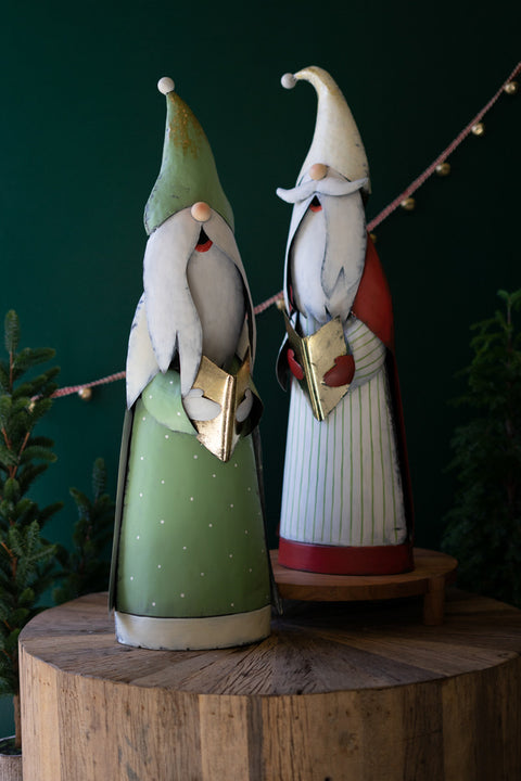 Set of 2 Painted Singing Santa Gnomes | Seasonal | Christmas