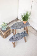 Set of 2 Wooden Fish Stools | Coastal Decor | Furniture