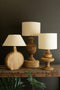 Vase Shaped Wooden Table Lamp with Fabric Shade | Island Decor | Lighting
