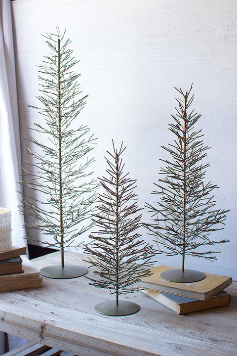 Antique Brass Wire Trees Set of 3 | Seasonal | Christmas