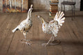 Antique White Metal Turkeys Set of 2 | Seasonal | Thanksgiving