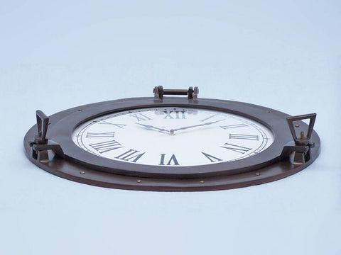Bronzed Deluxe Class Porthole Clock | Nautical Decor | Home Accessories