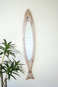 Carved Wooden Fish Mirror | Coastal Decor | Mirrors