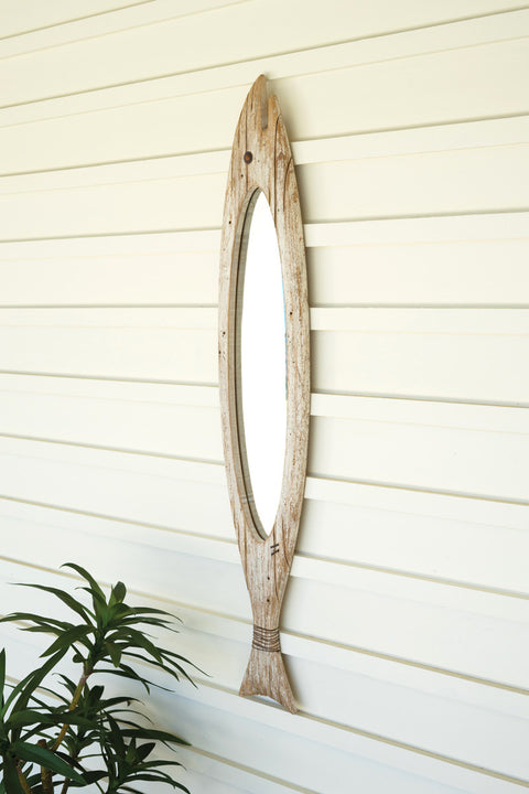 Carved Wooden Fish Mirror | Coastal Decor | Mirrors