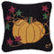 Cinderella Pumpkin on Black Hooked Wool Pillow  | Seasonal | Halloween