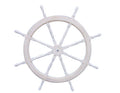Classic Wooden Whitewashed Decorative Ship Steering Wheel | Nautical Decor | Home Accessories
