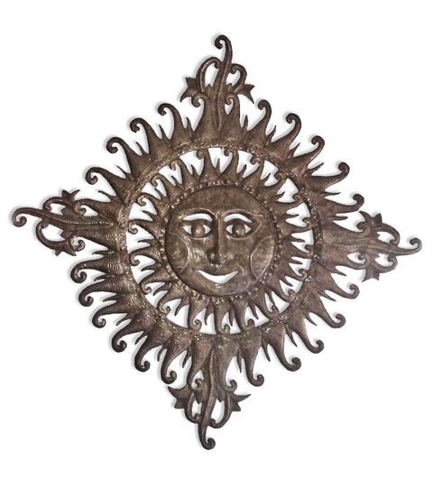 Diamond Sun Face  Metal Wall Art | Island Decor | Outdoor