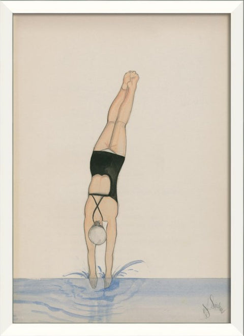 Diver in Black with Water Framed Print | Coastal Decor | Wall Art