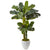 Double Stalk Banana Tree In White Planter | Island Decor | Artificial Flowers