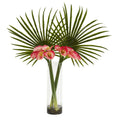 Fan Palm And Calla Lily Arrangement | Island Decor | Artificial Flowers