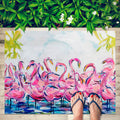 Flamingo Flock Floor Cloth | Coastal Decor | Rugs