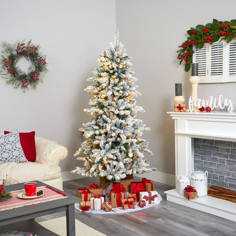 Flocked Livingston Fir Artificial Christmas Tree With Pine Cones | Seasonal