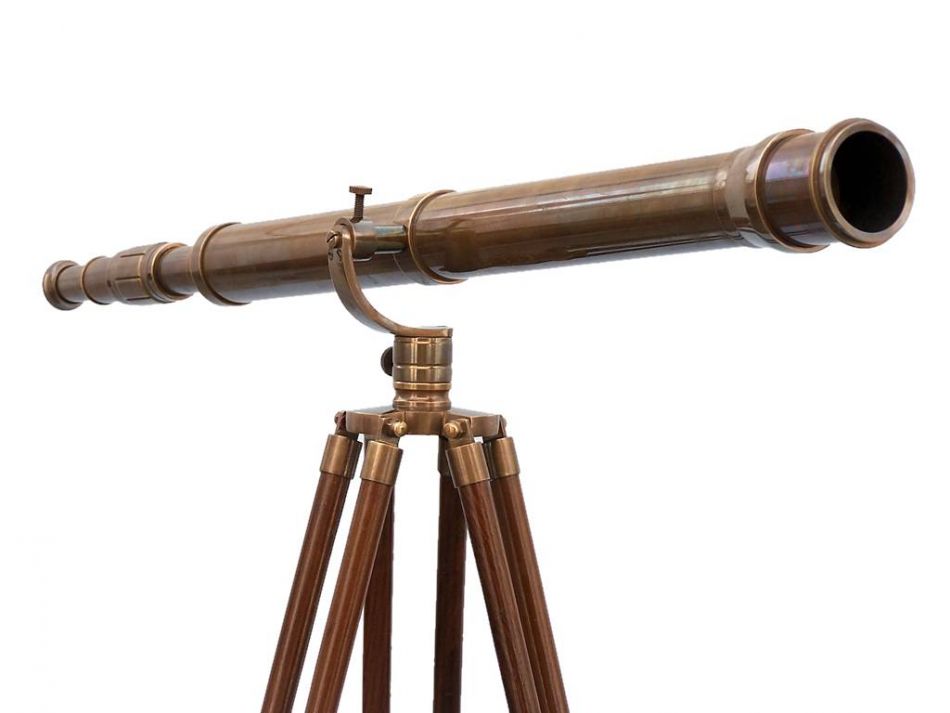 Floor Standing Antique Brass Galileo Telescope