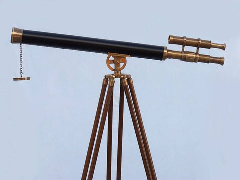 Floor Standing Antique Brass With Leather Griffith Astro Telescope | Nautical Decor | Home Accessories