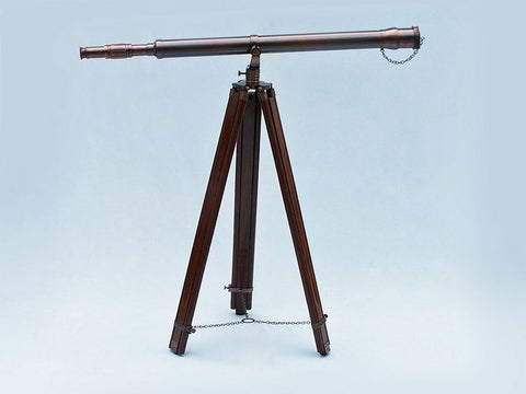 Floor Standing Antique Copper Galileo Telescope | Nautical Decor | Home Accessories