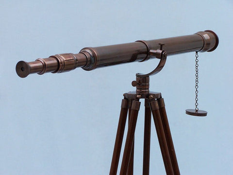 Floor Standing Antique Copper Galileo Telescope | Nautical Decor | Home Accessories