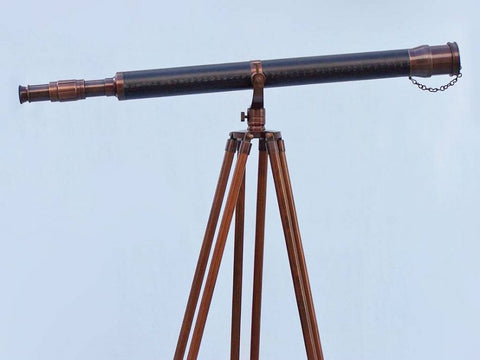 Floor Standing Antique Copper With Leather Galileo | Nautical Decor | Home Accessories