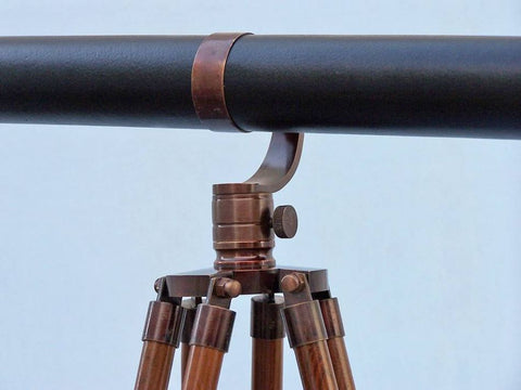 Floor Standing Antique Copper With Leather Galileo | Nautical Decor | Home Accessories