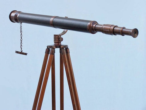 Floor Standing Antique Copper With Leather Galileo | Nautical Decor | Home Accessories