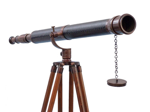 Floor Standing Antique Copper With Leather Galileo | Nautical Decor | Home Accessories