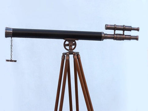 Floor Standing Antique Copper with Leather Griffith Astro Telescope | Nautical Decor | Home Accessories