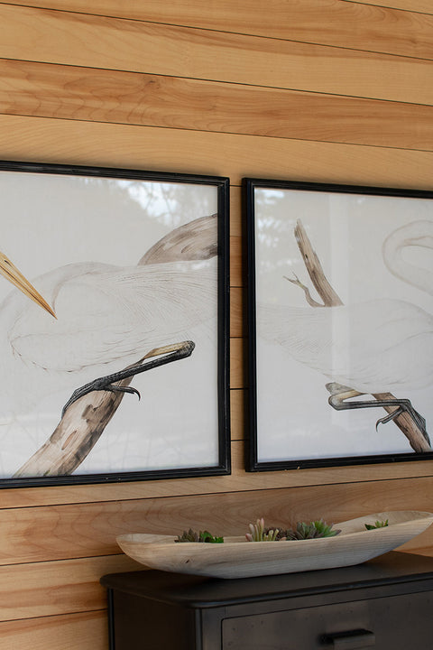 Framed Heron Prints under Glass Set of 2 | Coastal Decor | Wall Art