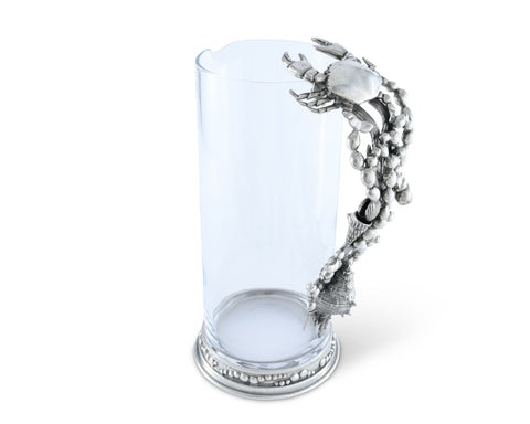 Glass Pitcher Pewter Marine Life Handle | Coastal Decor | Pitchers