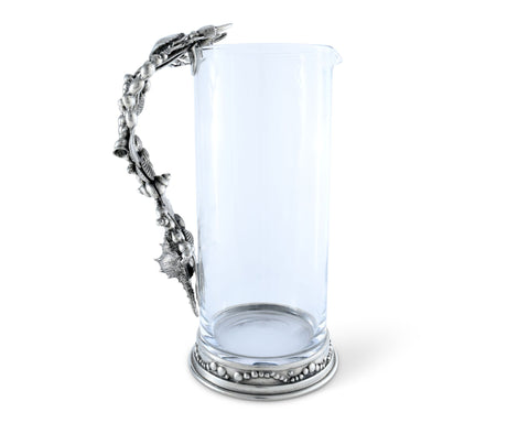 Glass Pitcher Pewter Marine Life Handle | Coastal Decor | Pitchers