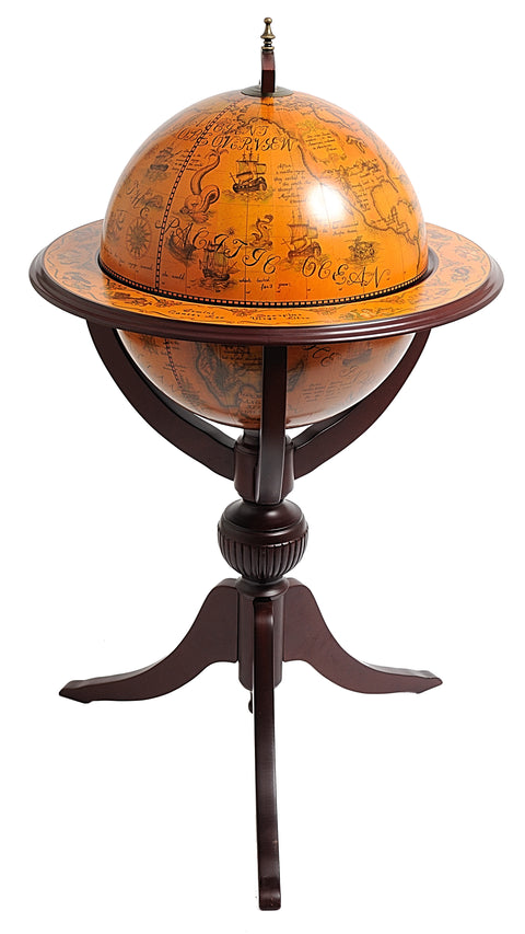 Globe Bar on 3 Legged Pedestal Stand | Nautical Decor | Home Accessories