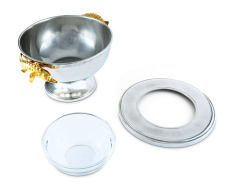 Gold Sturgeon Caviar Server | Coastal Decor | Decorative Bowls