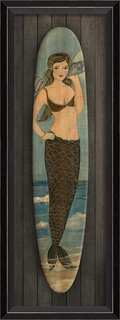 Love Song Mermaid Surfboard Framed Print | Island Decor | Wall Art