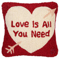 Love is all You Need Hooked Wool Pillow  | Coastal Decor | Pillows