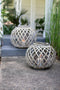 Low Round Grey Willow Lantern With Glass | Island Decor | Outdoor