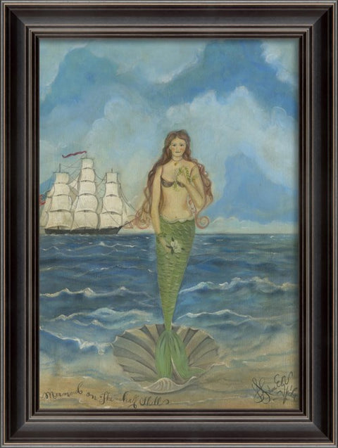 Mermaid on the Half Shell Framed Print | Island Decor | Wall Art