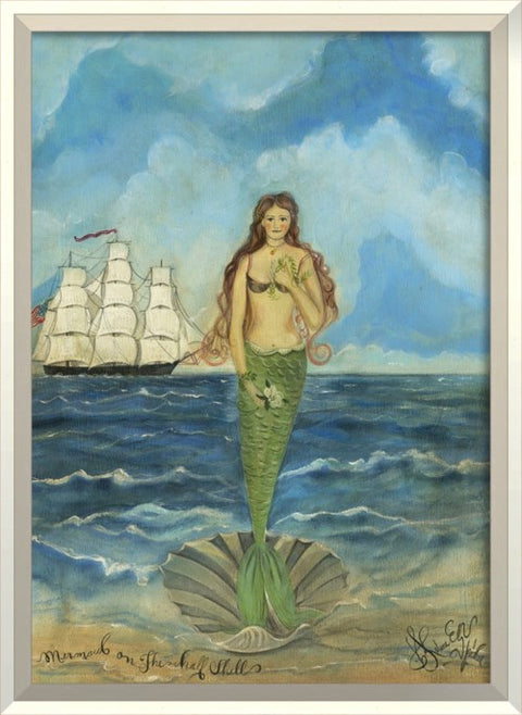 Mermaid on the Half Shell Framed Print | Island Decor | Wall Art