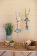 Painted Metal Long Leg Boy and Girl Rabbits | Seasonal | Easter