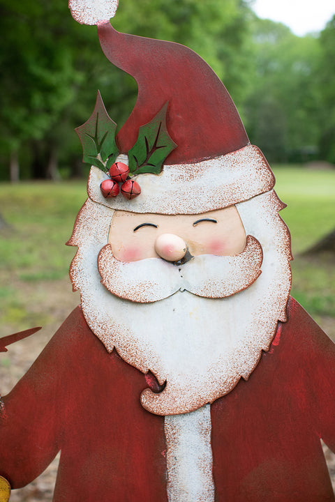 Painted Metal Welcome Santa Yard Art | Seasonal | Christmas