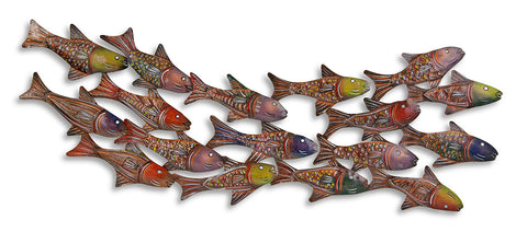 Painted Schooling Fish Metal Wall Art | Island Decor | Outdoor