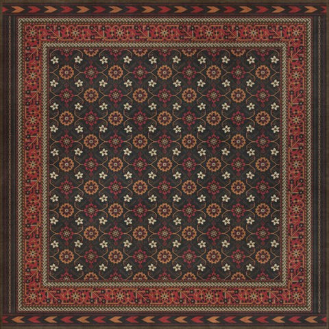 Persian Bazaar Balouch Lalen Vintage Vinyl Floorcloth Square | Island Decor | Rugs